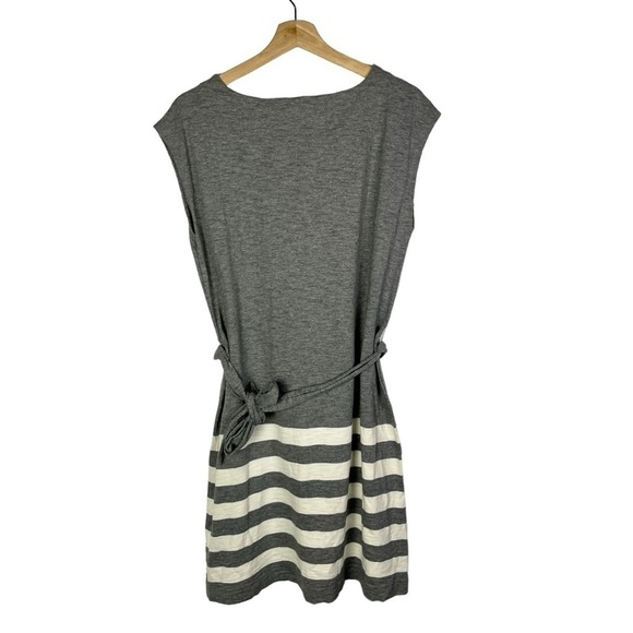 Gap Dark Gray Cotton White Stripe Hem Shift Mini Dress S - Picture 2 of 3